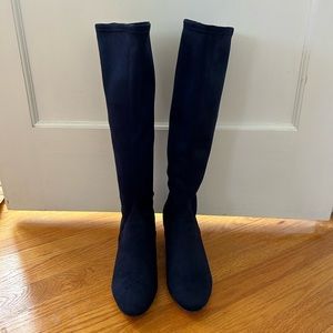 Boden navy blue stretch boots 38 NEW